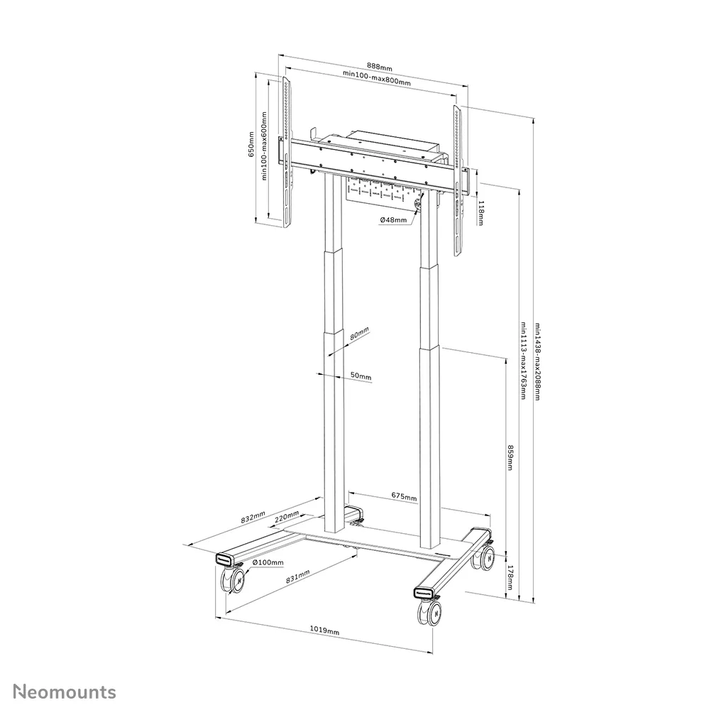 Neomounts FL55-875BL1 TV-Trolley 55-100" - motorisiert - TÜV