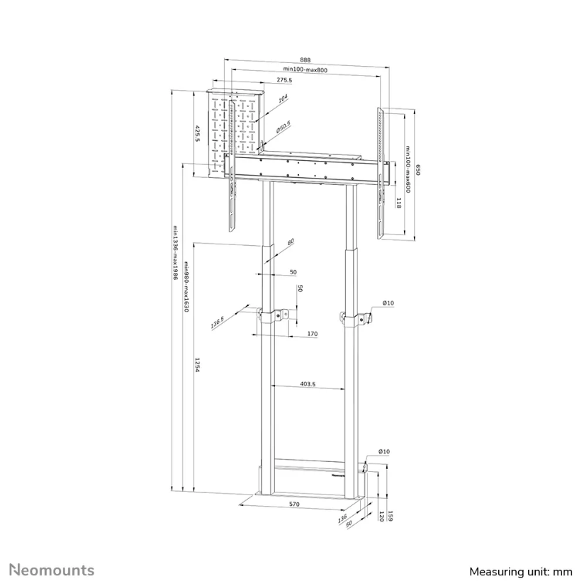 Neomounts WL55-875BL1TV-Bodenständer 55-100" - Wand - motorisiert - TÜV
